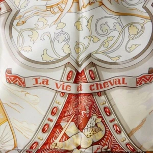 HERMES Silk Scarf La vie a cheval Carre 90 Orange W/Tags No Box Unused. - Picture 1 of 10
