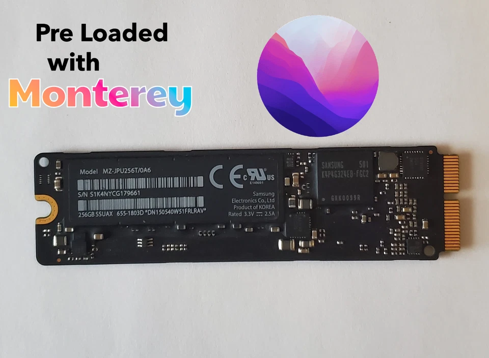 SSD original Samsung carregado com Monterey iOS 256 GB para Mac Air/Pro 2015-2017 - Imagem 1 de 2