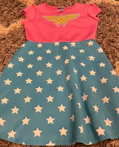 Wonder Woman Pink and Blue Dress With Cape Girl's Size XL (14-16) - Picture 1 of 14