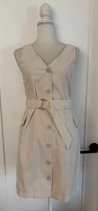 Women’s NWT Mango MNG Beige X-Back Button Down Short Dress Size 4 - Picture 1 of 8