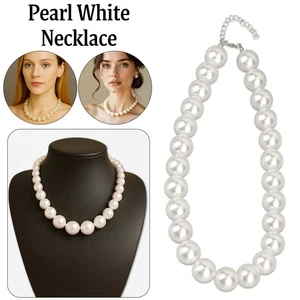 Blanco Perla Sintética Collar 45cm – 18mm Cuentas Época Novia Tendencia Joyería - Imagen 1 de 10