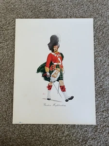 Gordon Highlanders Military Art Print Scottish Uniform Regalia Signed Vintage - Picture 1 of 6