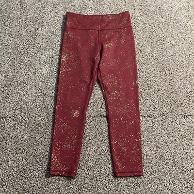 Zyia Active Leggings Womens 8-10 Red Gold Splatter Stretch Athletic Yoga Pants - Image 1 of 4
