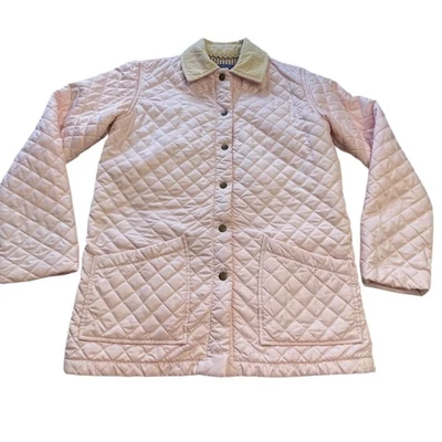 J McLaughlin женщин маленький выстеганный сарая куртка розовый вельветовый воротник клетку с подкладкой - Изображение 1 из 4