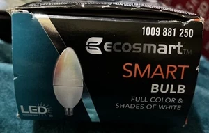 ECOSMART 12B121260WRGB01 60W EQUIV SMART B11 E12 COLOR CHANGING LED LIGHT BULB - Picture 1 of 4