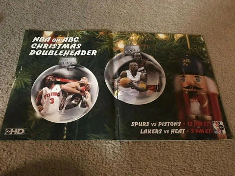 Vintage 2005 NBA CHRISTMAS ON ABC Poster Print Ad KOBE BRYANT SHAQUILLE O'NEAL Cover