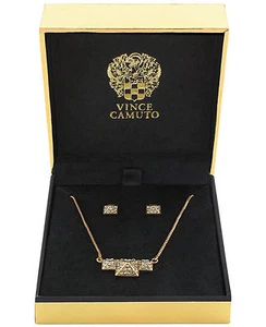 Juego de collar y pendientes pirámide pavé Vince Camuto de $65 EN CAJA DE REGALO - tono dorado - Imagen 1 de 4