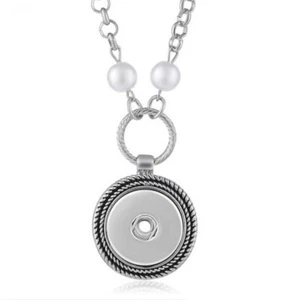 Snap Jewelry Rhinestone Pearl Halo Necklace fits 18-20mm Ginger Charm 16"+3" Ext - Picture 1 of 3