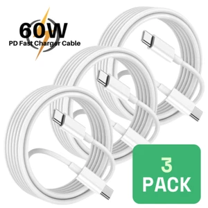 60W USB C to USB C Cable 3/6Ft PD Fast Charger For Samsung iPhone 15 16 Pro Max - Picture 1 of 16
