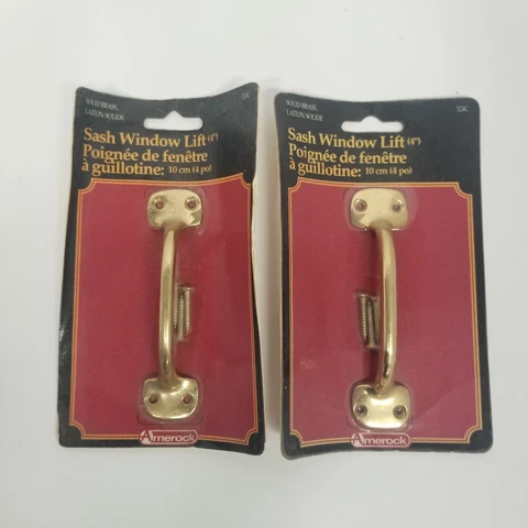 Vintage Amerock Solid Brass Sash Window Lift Lot of 2, Model 524C, NOS Cover