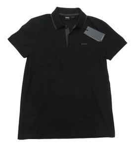 Boss Hugo Boss Men's Black Firenze 33 Tipped Short Sleeve Polo Shirt - Picture 1 of 3