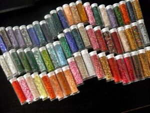 beaded JOB LOT 10  TUBES ,GLASS SEED BEADS. SIZE 11/0 2 mm