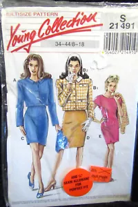 Young Collection Women Dress & Jacket Sewing Pattern S21491 Size 8-18 Uncut - Picture 1 of 9