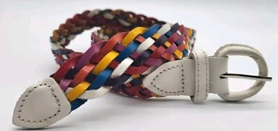 Cinturón de cuero multicolor arco iris vintage años 90 40” extremo a extremo Foto 1 de 4