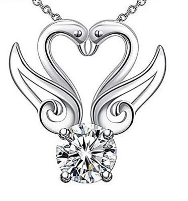 Collana Cuore da Donna Cuoricino Ciondolo Due Cigni Punto Luce L.2380 - Immagine 1 di 4