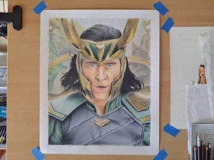 Original 14x17 Inch Colored Pencil Drawing Of Loki/Tom Hiddleston From The MCU - Picture 1 of 3