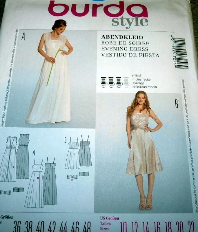 *NEW Burda EVENING DRESS Sewing Pattern 10-12-14-16-18-20-22 S-XL UNCUT - Image 1 of 1