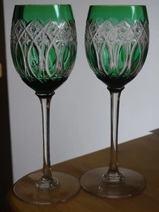 BACCARAT 2 RHINE WINE GLASSES ROEMER CRYSTAL DOUBLER COLOR fancy 17.5 cm - Picture 1 of 8
