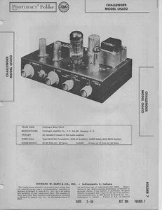 1958 CHALLENGER CHA10 AMPLIFIER RADIO SERVICE MANUAL photofact schematic amp FIX - Picture 1 of 1