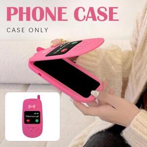 3D Pink Bow Cellphone Model Flip Silicone Case For iPhone 13 14 15 Cover N6C6