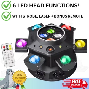 4-IN-1 Rotate Six Moving Heads LED Light Laser Strobe RGBW DJ Disco Party Stage - Picture 1 of 15