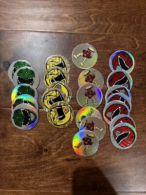 Vintage Mighty Morphin Power Rangers POG Set Of 23 Red Yellow Green - Image 1 of 4