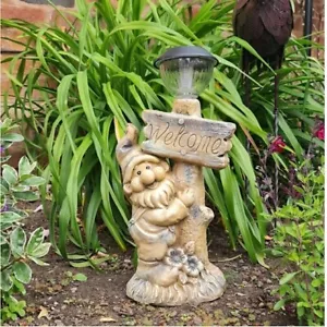 Garden Ornaments Solar Powered Gnome Welcome Lamp Decor - Picture 1 of 4