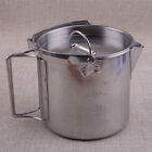 1.2L Stainless Steel Picnic Outdoor Camping Cooking Kettle Hanging Pot w/ Lid