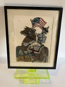 Rare Antique George Washington Thirteen Star Silk Flag Folk Art Felt Metal - Picture 1 of 24