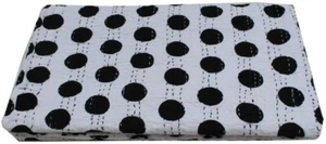 Indian Bedspread Polka Dot Print Kantha Quilt King Size Coverlet Handamde Gudari - Picture 1 of 7
