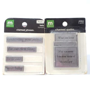 Making Memories Charmed Phrases Children Pack of 7 metal plates plaques sayings - Picture 1 of 3