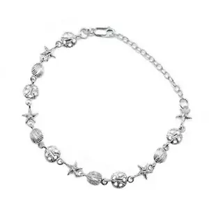 Fantastiche bellissime cavigliere conchiglie e stelle marine in argento massiccio 935 Argentium - Foto 1 di 4