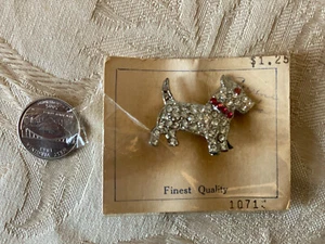 Broche prendedor vintage de metal plateado con estrás Scottie para perro p1054 - Imagen 1 de 2