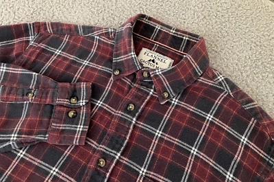 CACTUS MAN Flannel Shirt Men's MEDIUM Navy Maroon White Plaid Long Sleeve Cotton - Image 1 of 4
