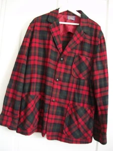 PENDLETON VINTAGE SCHWARZ-ROT REINE SCHURWOLLE 3 KNÖPFE JACKE GR L - Bild 1 von 3