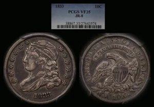 1833 JR-8 Bust Dime Graded by PCGS PCGS35. Nice original!! Scarce R5!!! - Picture 1 of 1