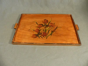 Bandeja antigua cereza pintada floral antigua 31,5 x 20,5 cm - Imagen 1 de 8