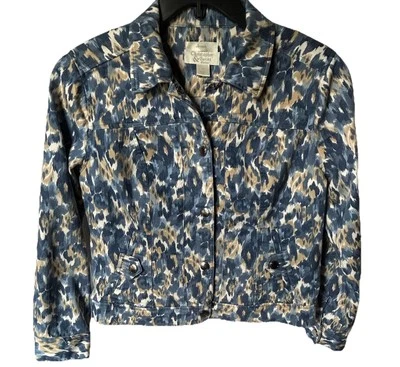 Christopher& Banks Women’s Petite Small Cotton Blend Denim Button Front Jacket - Image 1 of 4