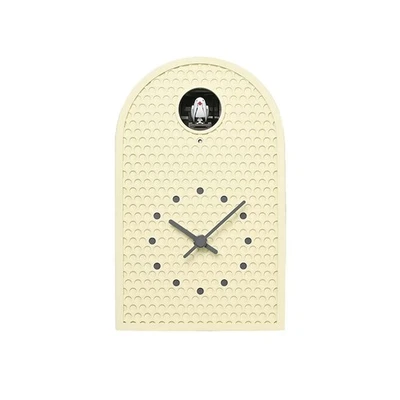 Lemnos COO Cuckoo Clock Wall & Tabletop Ivory Birdhouse Perforated Metal Mesh - Image 1 of 3