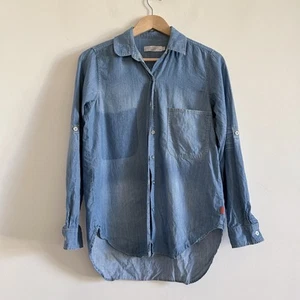 Seafolly Denim Chambray Shirt Button Up Boho Blue Long Sleeve - Picture 1 of 11