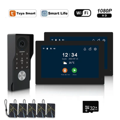 Sistema de videoportero monitor de 7 pulgadas, configuración de 2 cables con cámara timbre Foto 1 de 4