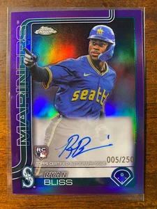 2025 Topps Chrome Ryan Bliss #RA-RB RC refractor púrpura/250 Auto Mariners - Imagen 1 de 2