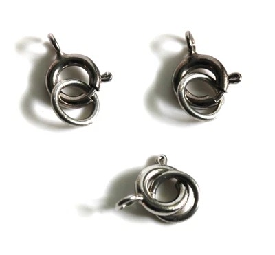 Spring ring clasps with attached open jump ring silvery color lot of 49 vintage - Image 1 of 3