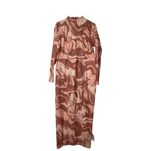 ASOS DESIGN Maxikleid Strukturiert Rosa Wirbelmuster Nahtdetail Größe 12 - Bild 1 von 7