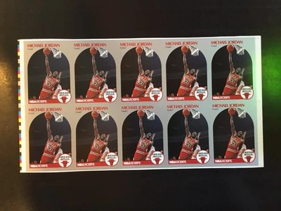 Michael Jordan 1990 NBA Hoops HOJA SIN CORTAR (hoja de 10 cartas) Base #65 Bulls GOAT! Foto 1 de 2