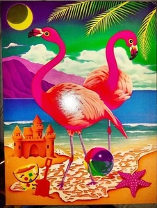 Fantastic World Lisa Frank Vintage Flamingo Folder Portfolio 1990's Mint - Picture 1 of 7