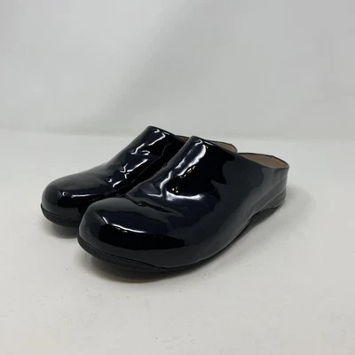 FitFlop Shoes Womens Size 7 Black Patent Mule Clogs Comfort Slides Slip On - Image 1 of 4