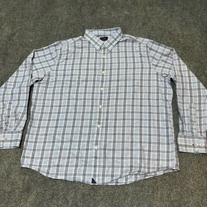 Unktuckit Shirt Mens XXL Blue Plaid Cotton Button Up Collared Long Sleeve - Picture 1 of 12