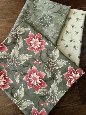 MODA Sentiments 3 Sisters - 2/3 Yd Green Tonal, 1 Yd Poinsettia, 1/2 Yd Bird VTG - Image 1 of 4