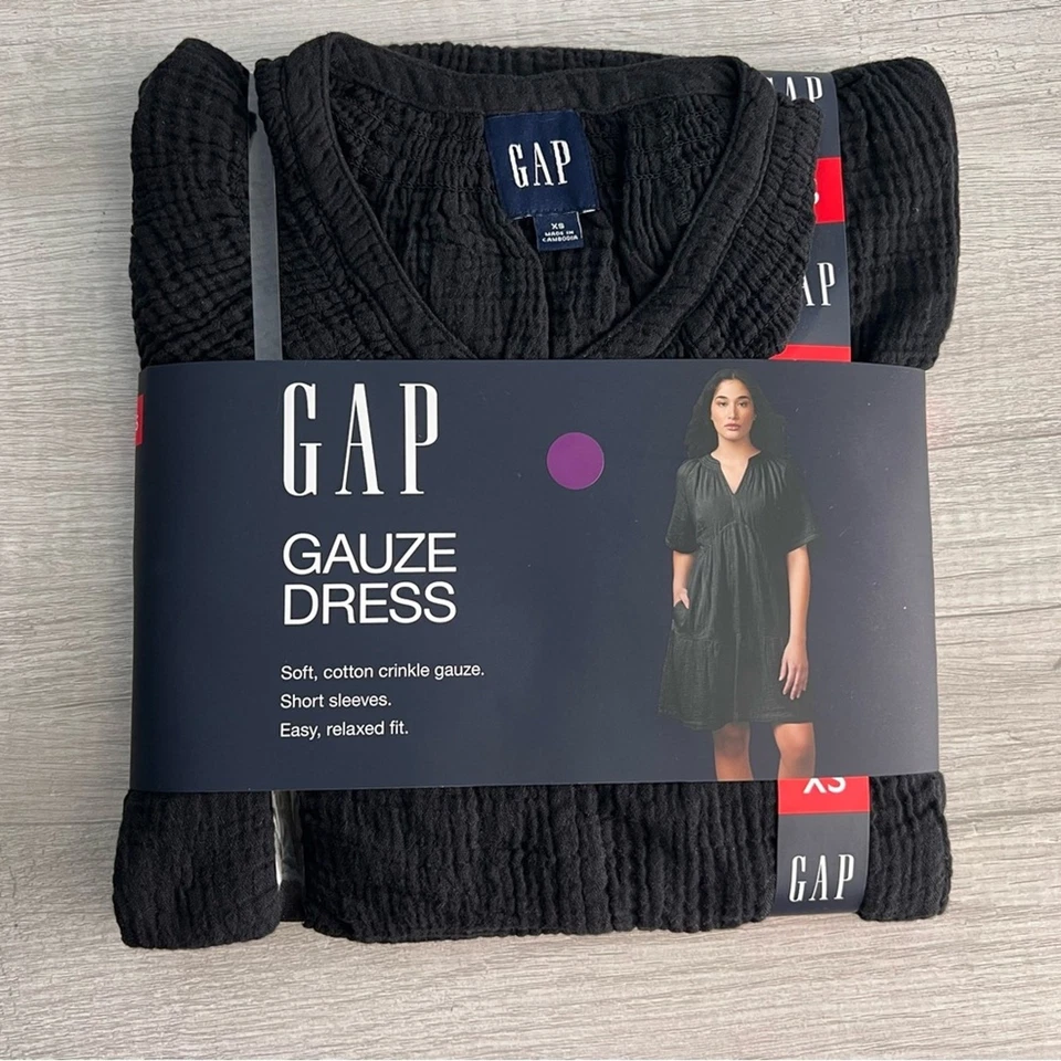 Gap Black XS Gauze Dress Womens